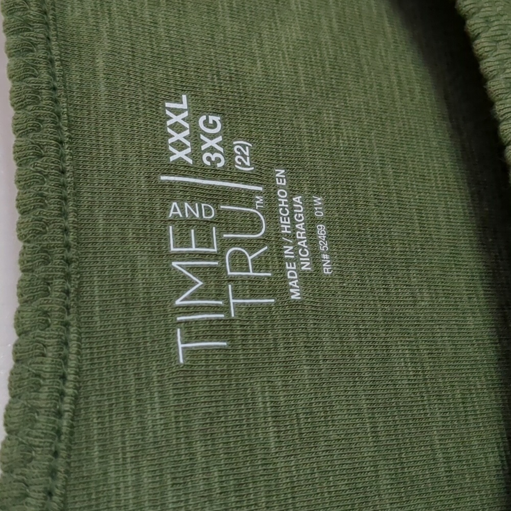 NWOT Time and Tru Olive Green Top XXXL - Picture 2 of 5